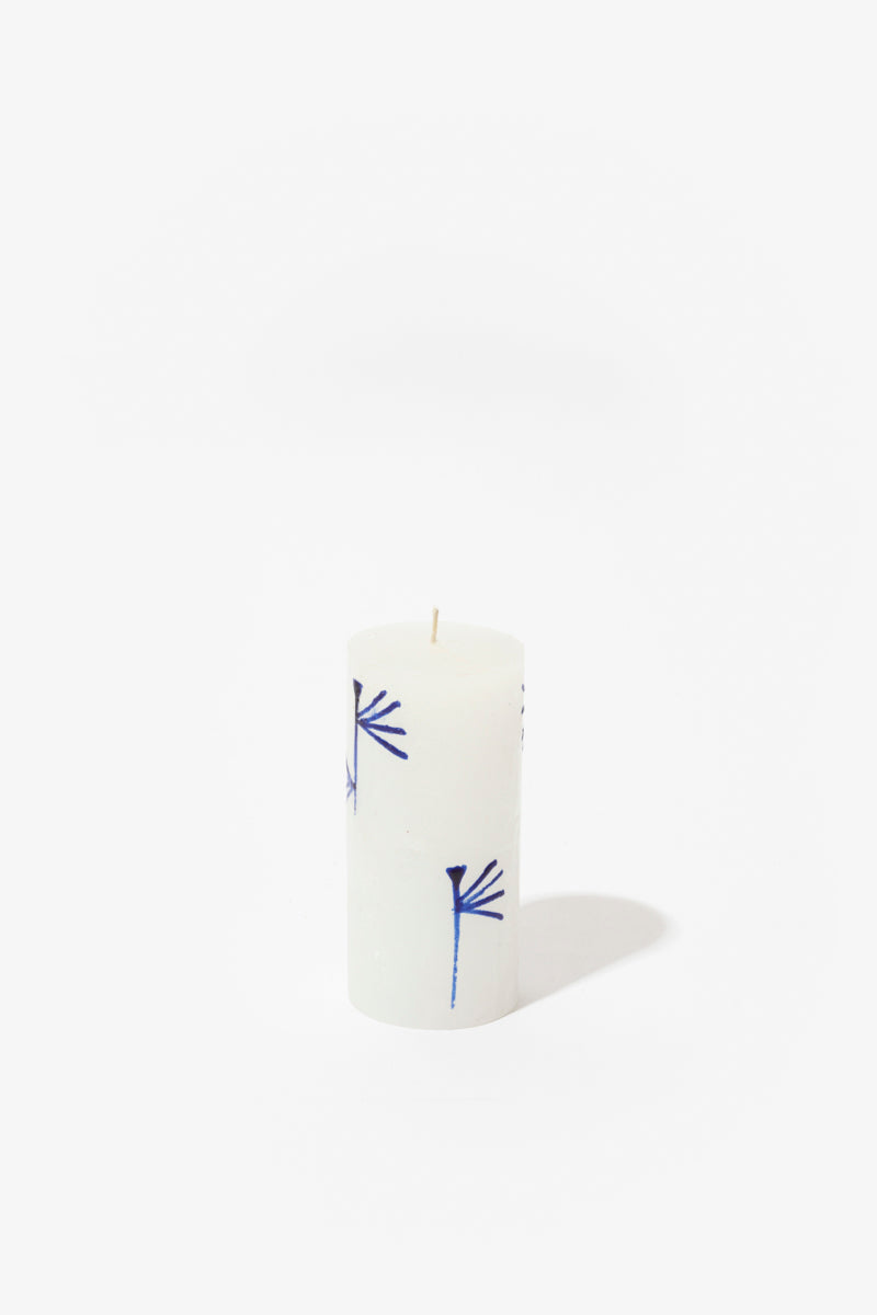 Frost Painted Pillar Candle - Blue & White