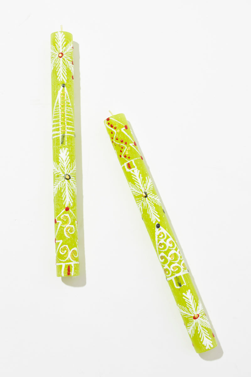 Frost Painted Dinner Candle Pair - Christmas