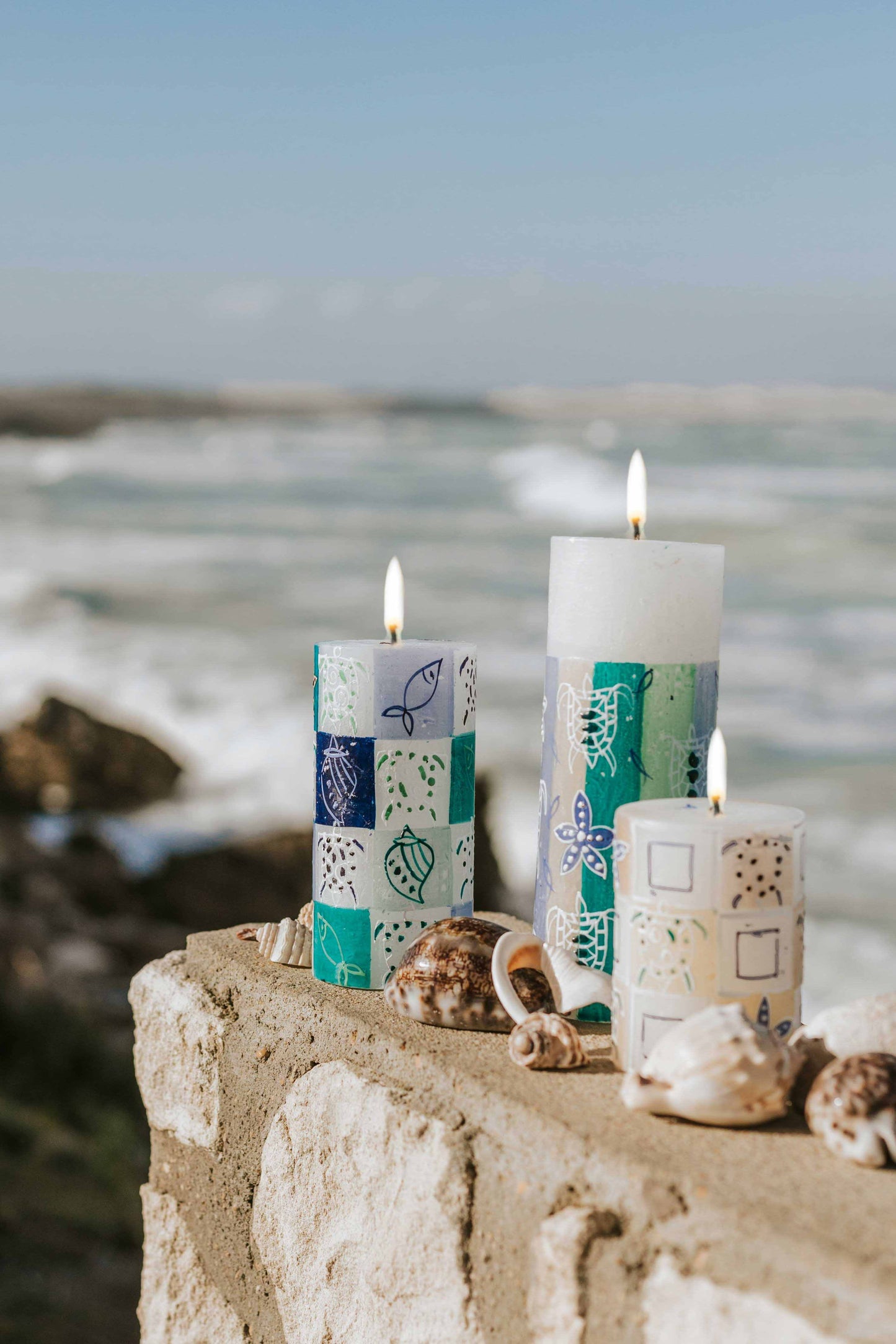 Frost Painted Pillar Candle - Arniston