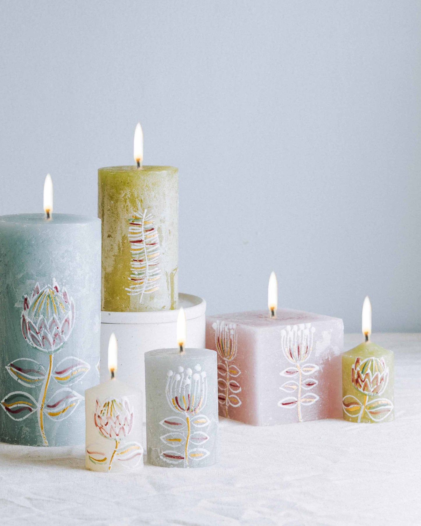 Frost Painted Cube Candle - Fynbos