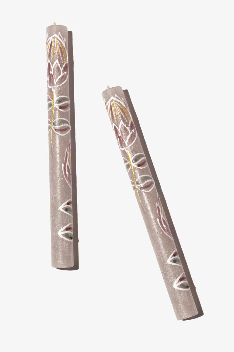 Frost Painted Dinner Candle Pair - Fynbos
