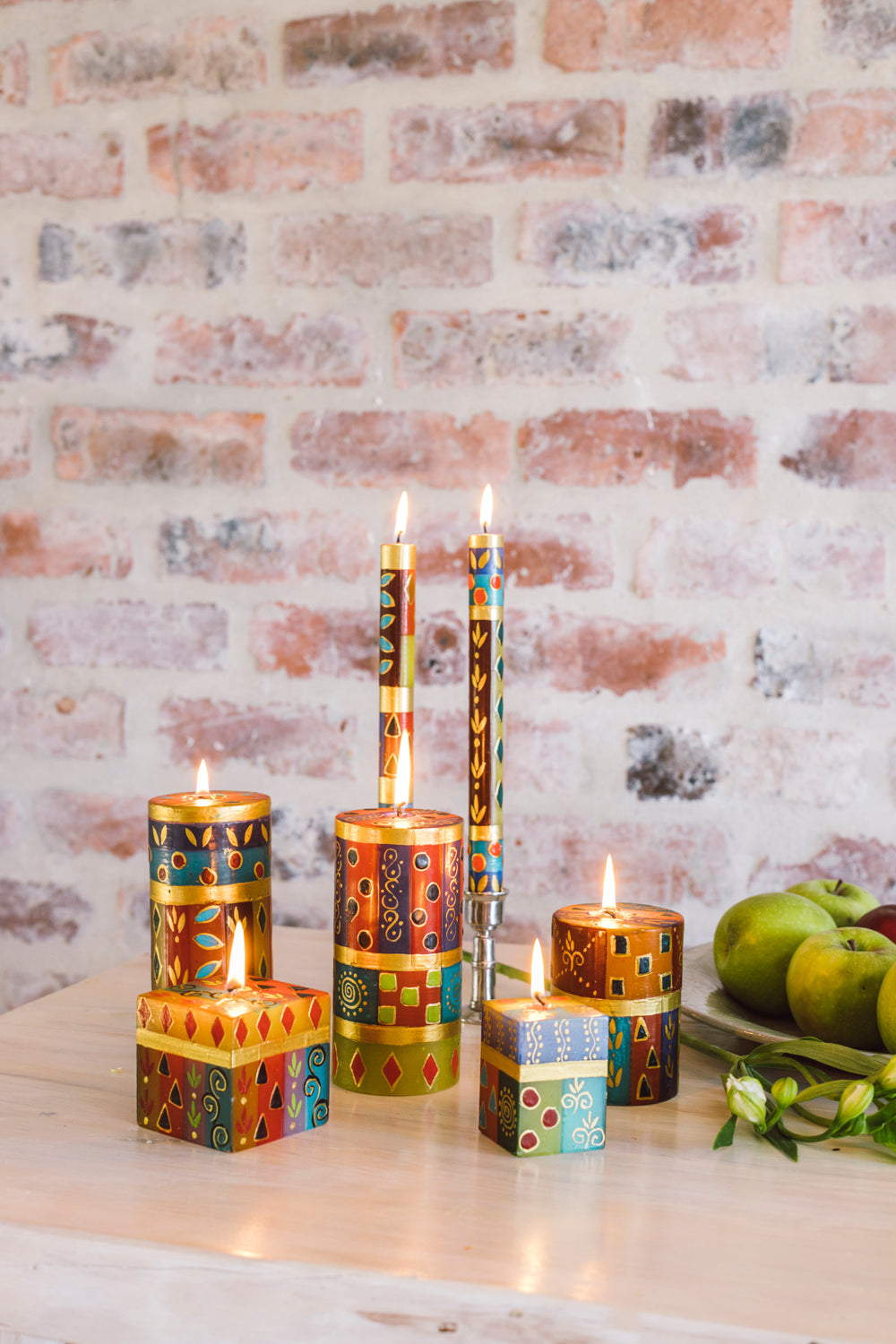 Hand Painted Cube Candle - African Mineral