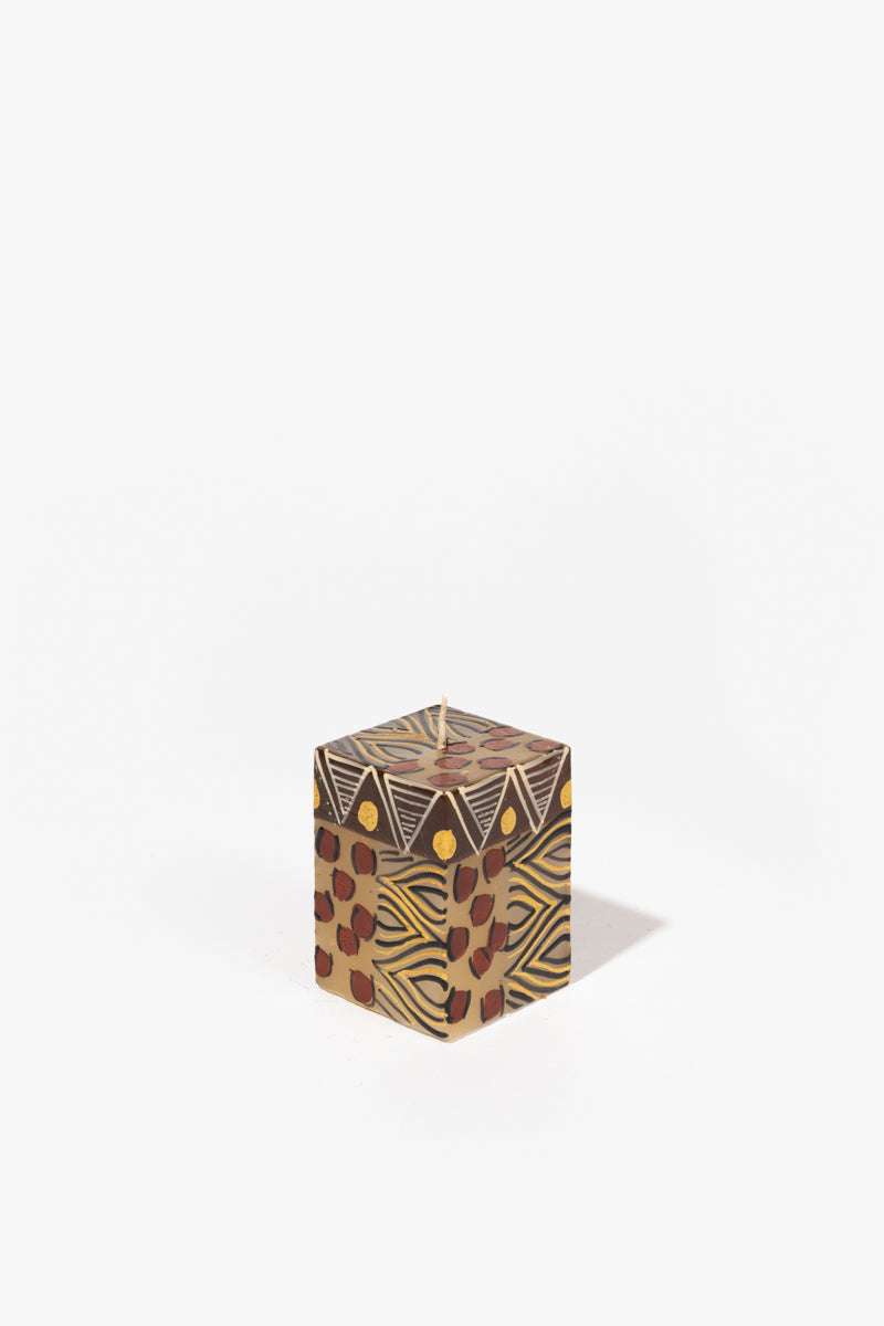 Hand Painted Cube Candle - Animal Print