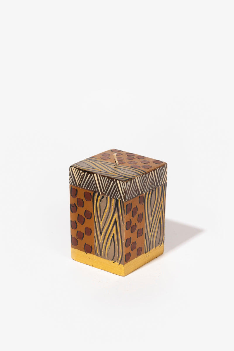 Hand Painted Cube Candle - Animal Print