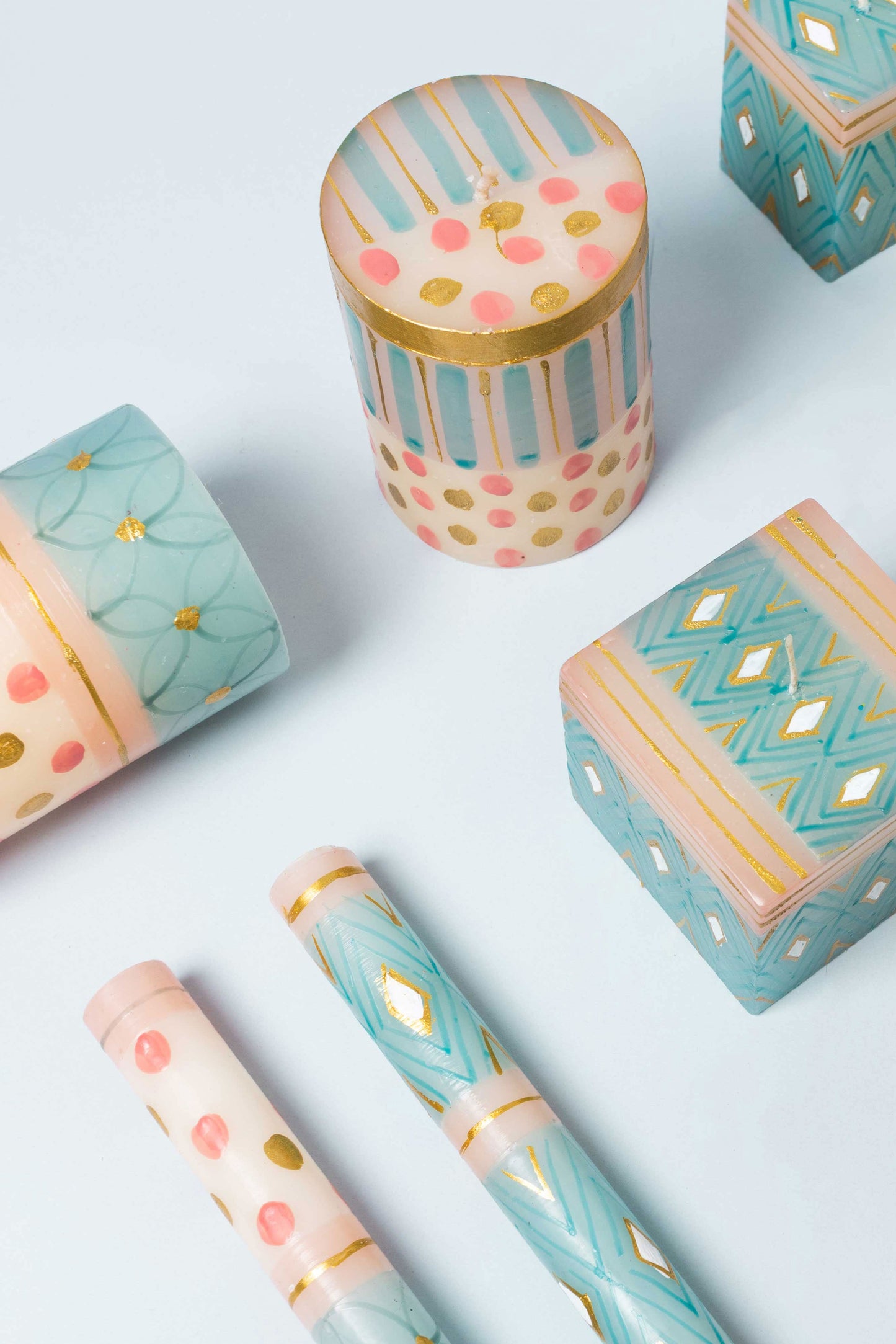 Hand Painted Dinner Candle Pair - Cotton Candy