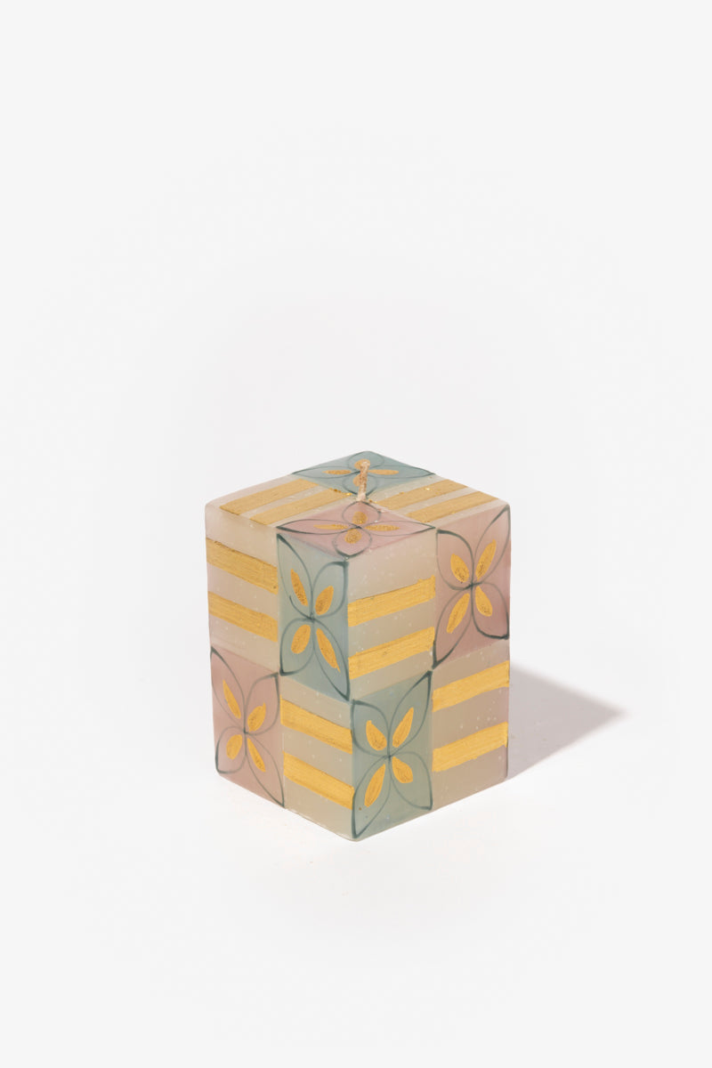 Hand Painted Cube Candle - Cotton Candy