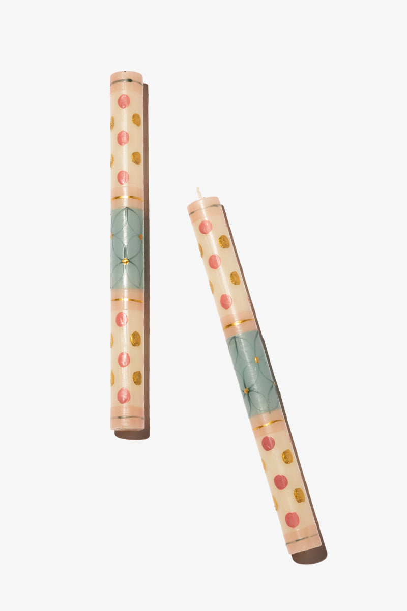 Hand Painted Dinner Candle Pair - Cotton Candy