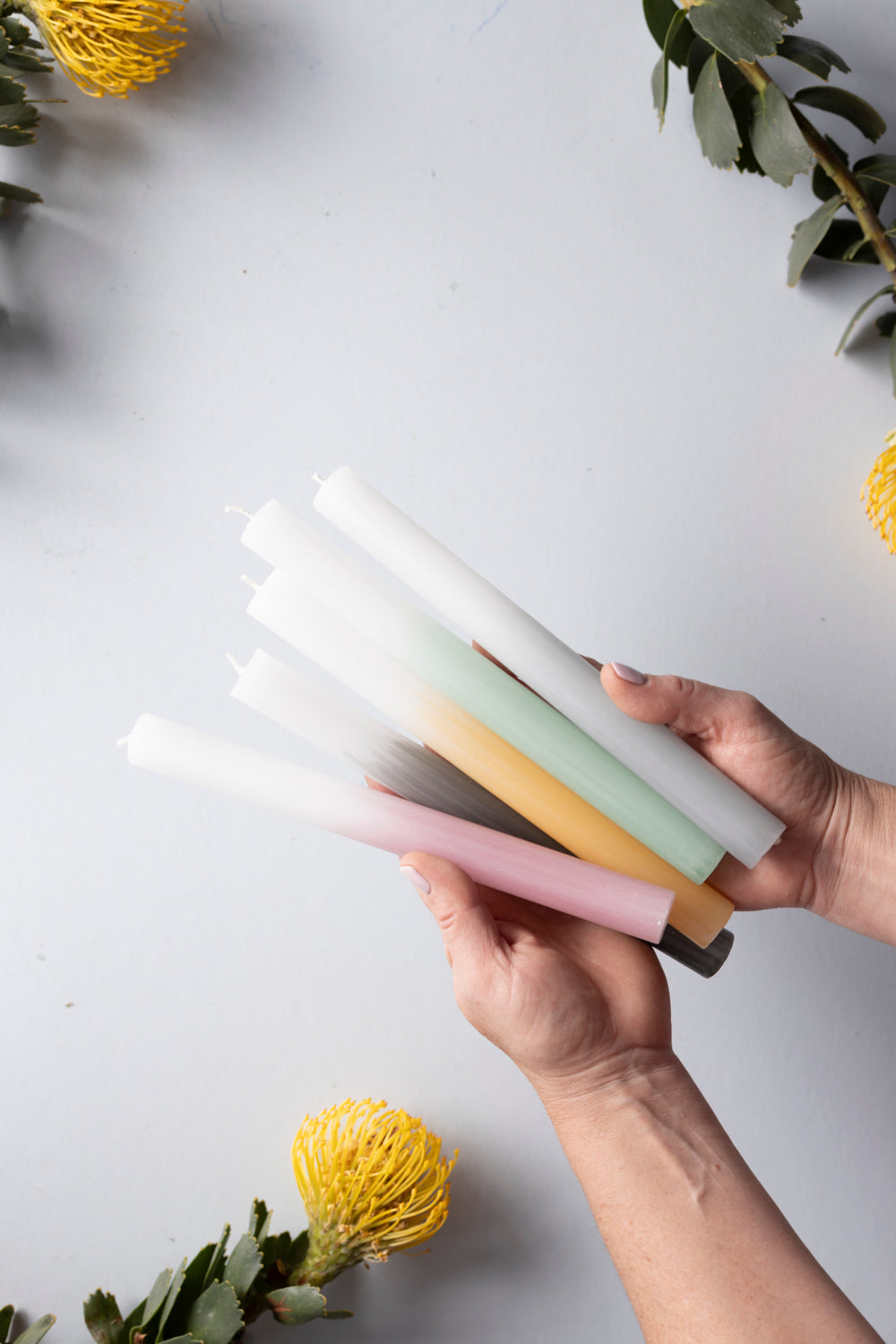 Hand Painted Dinner Candle Pair - Fun Ombre