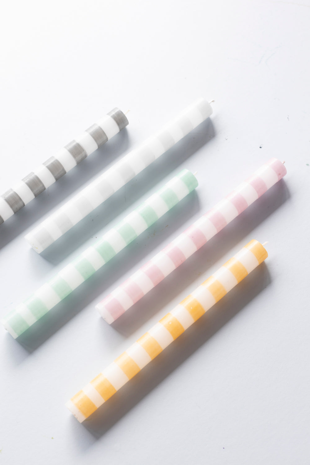 Hand Painted Dinner Candle Pair - Fun Stripes