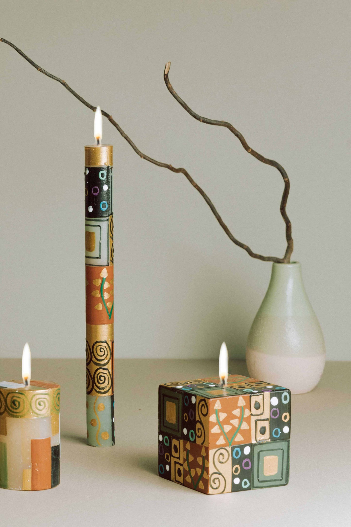 Hand Painted Cube Candle - Ukukhanya Earth