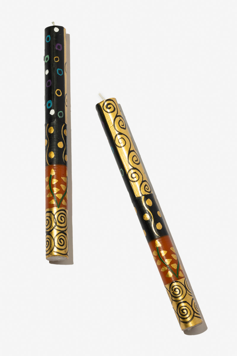 Hand Painted Dinner Candle Pair - Ukukhanya Earth