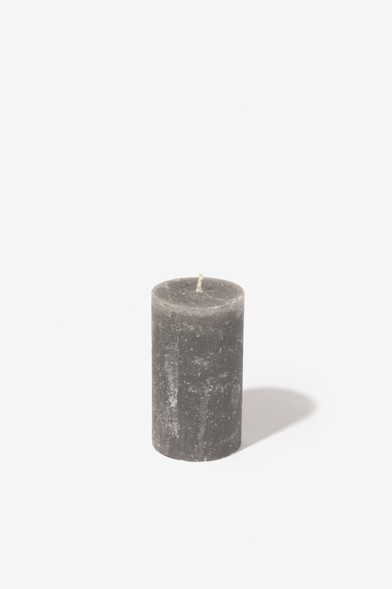 Plain Frost Pillar Candle - Charcoal