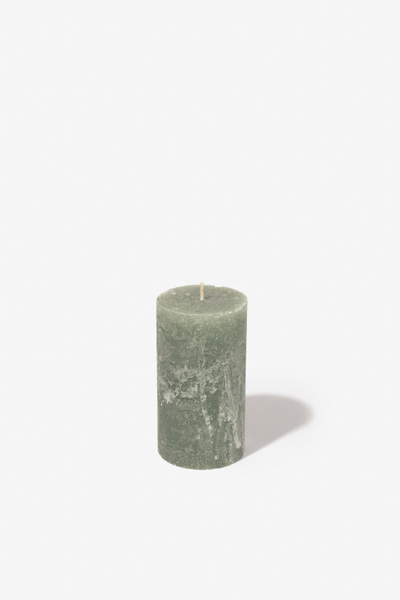 Plain Frost Pillar Candle - Sage