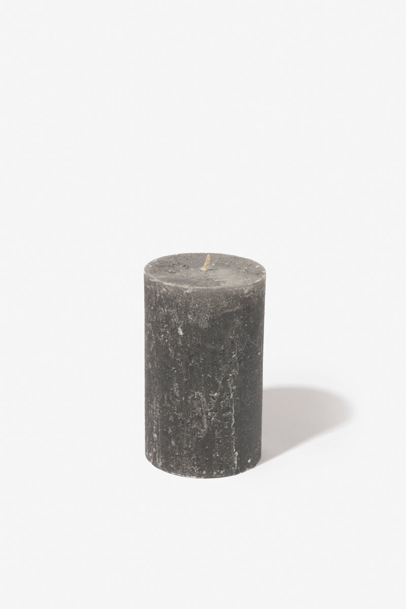 Plain Frost Pillar Candle - Charcoal