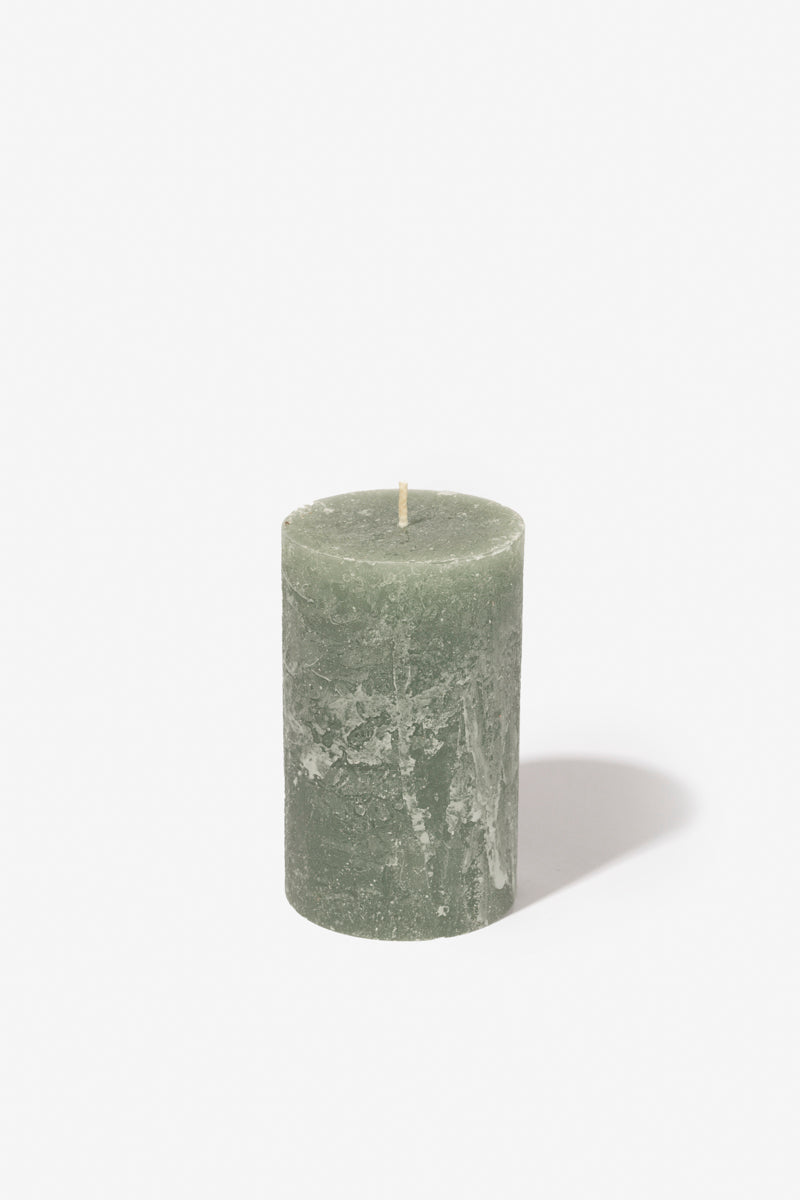 Plain Frost Pillar Candle - Sage