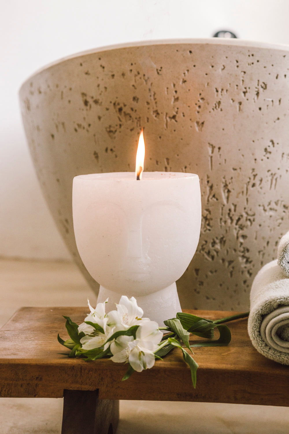 Plain Frost Outdoor Candle Bowl - Angie - Mushroom