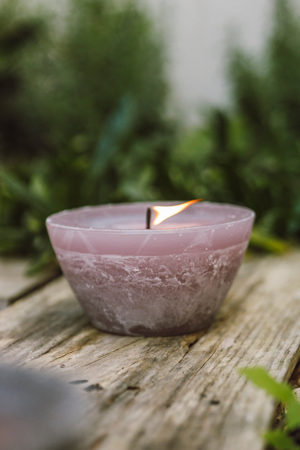 Plain Frost Outdoor Candle Bowl - Dusty Pink