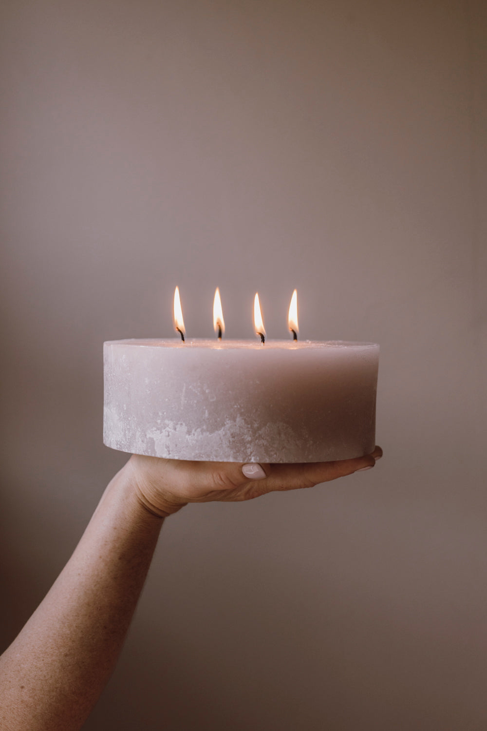 Plain Frost Multi-wick Pillar Candle - Cream