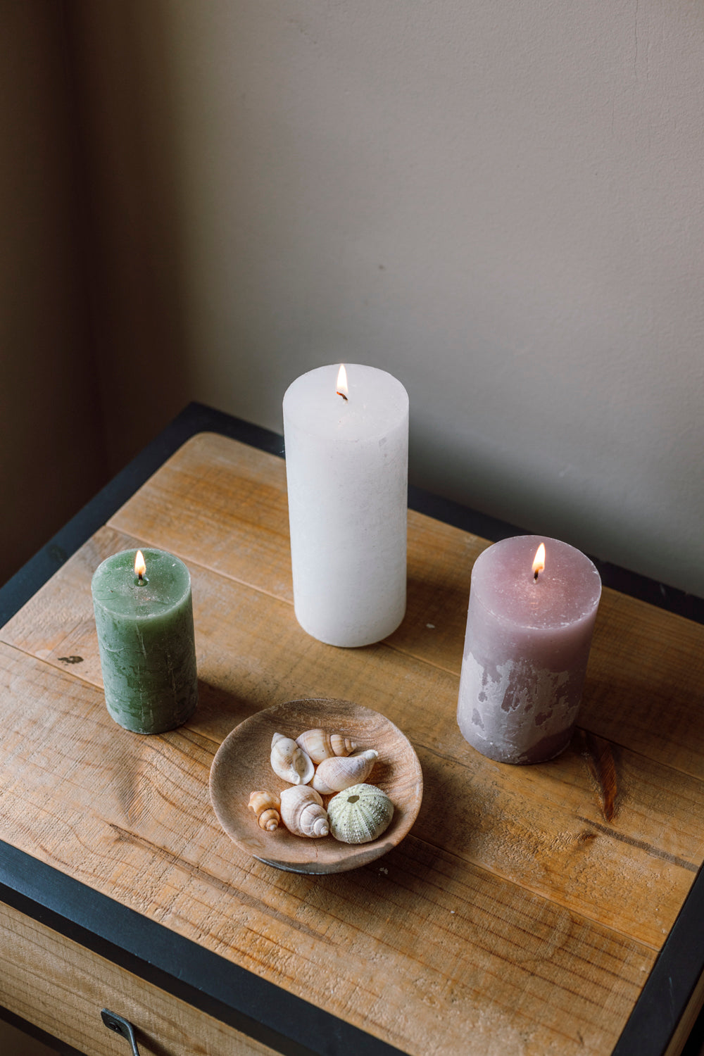 Plain Frost Pillar Candle - Grey