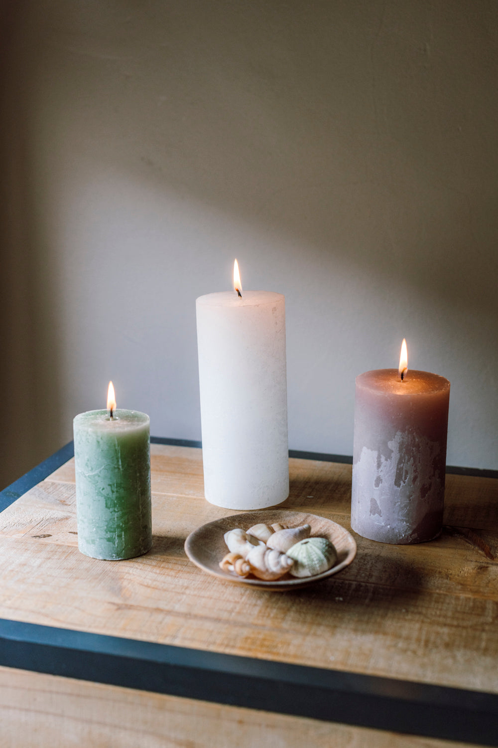 Plain Frost Pillar Candle - Mushroom