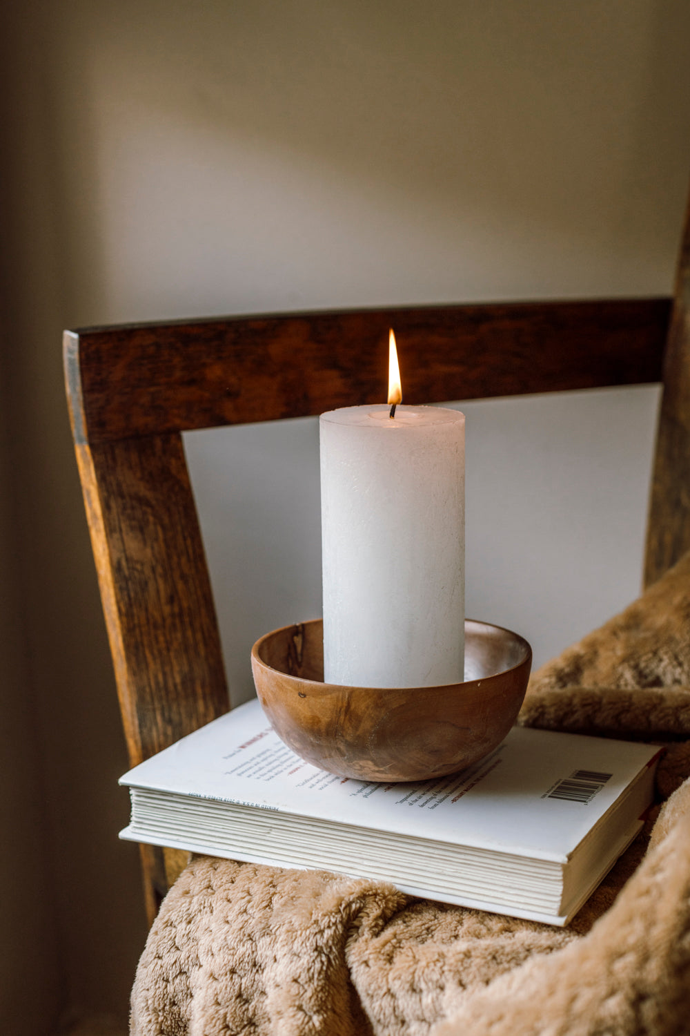 Plain Frost Pillar Candle - White