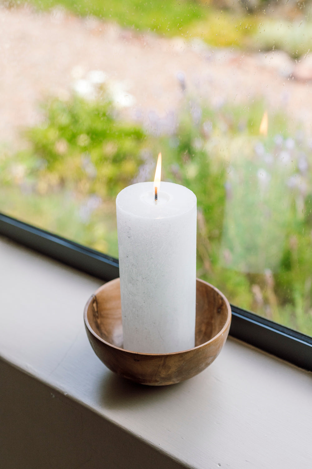 Plain Frost Pillar Candle - White