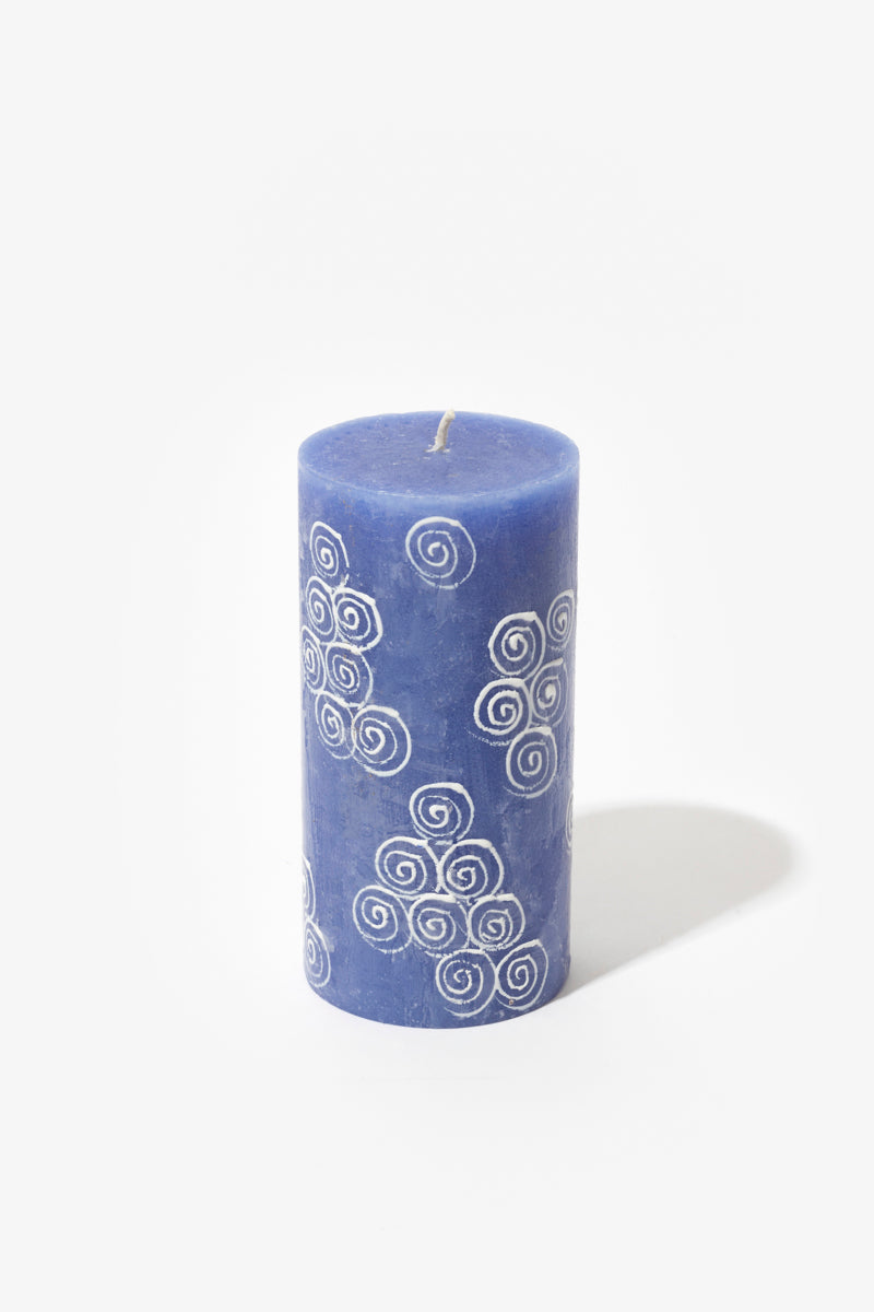 Frost Painted Pillar Candle - Blue & White