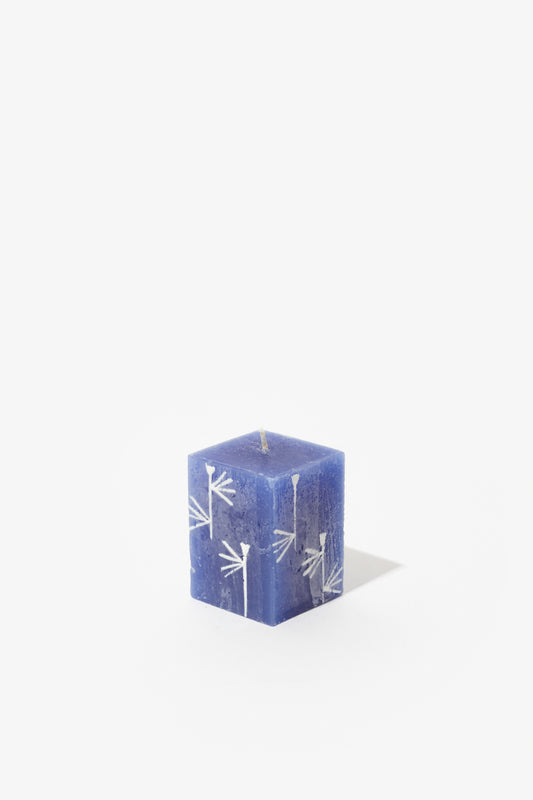 Frost Painted Cube Candle - Blue & White