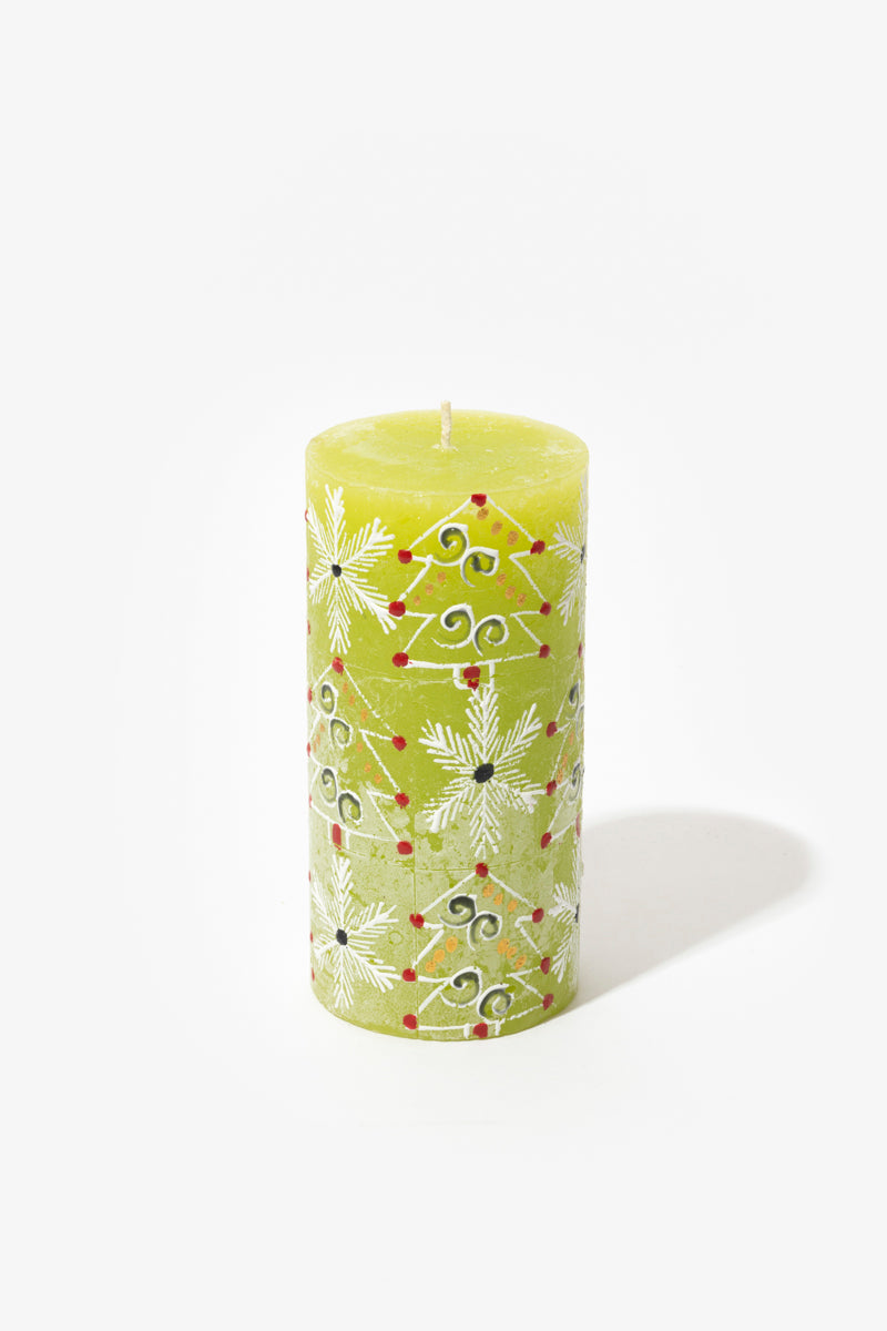 Frost Painted Pillar Candle - Christmas