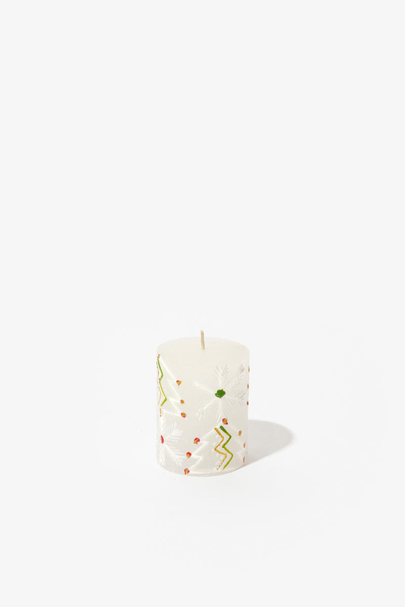 Frost Painted Pillar Candle - Christmas