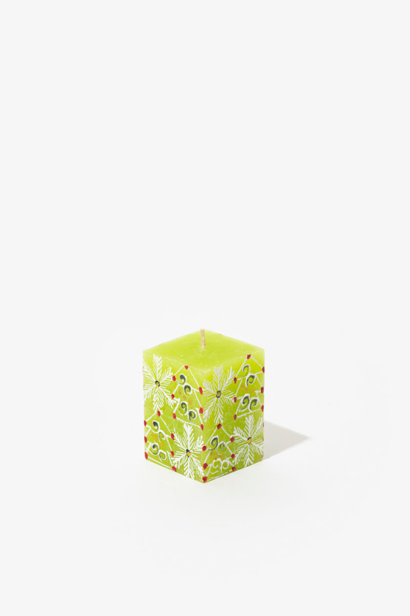 Frost Painted Cube Candle - Christmas