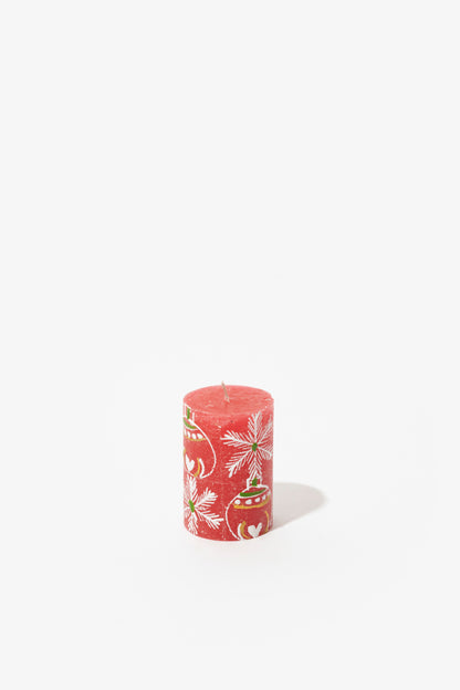 Frost Painted Pillar Candle - Christmas