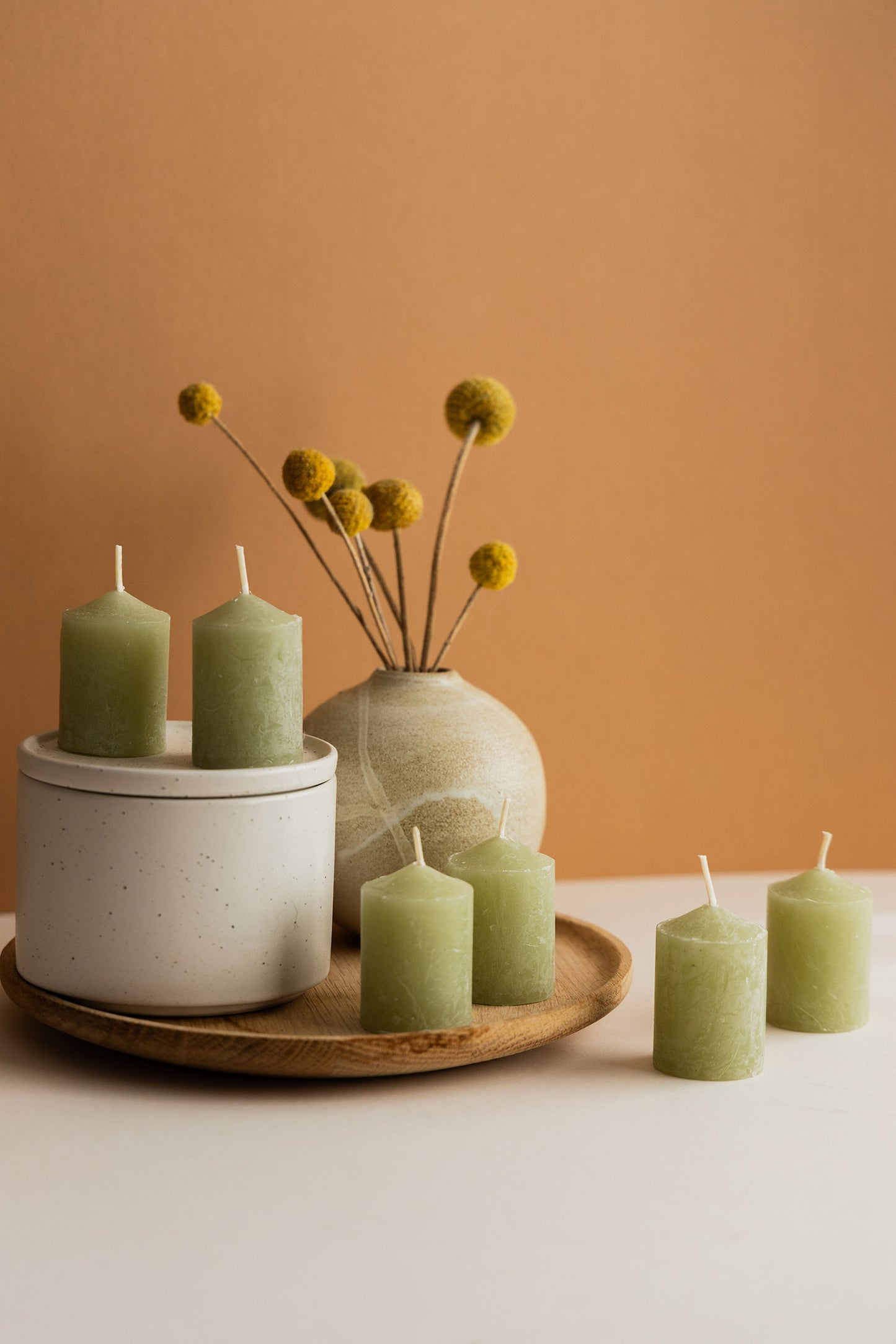 Pack of 6 Plain Frost Votive Candles – Sage