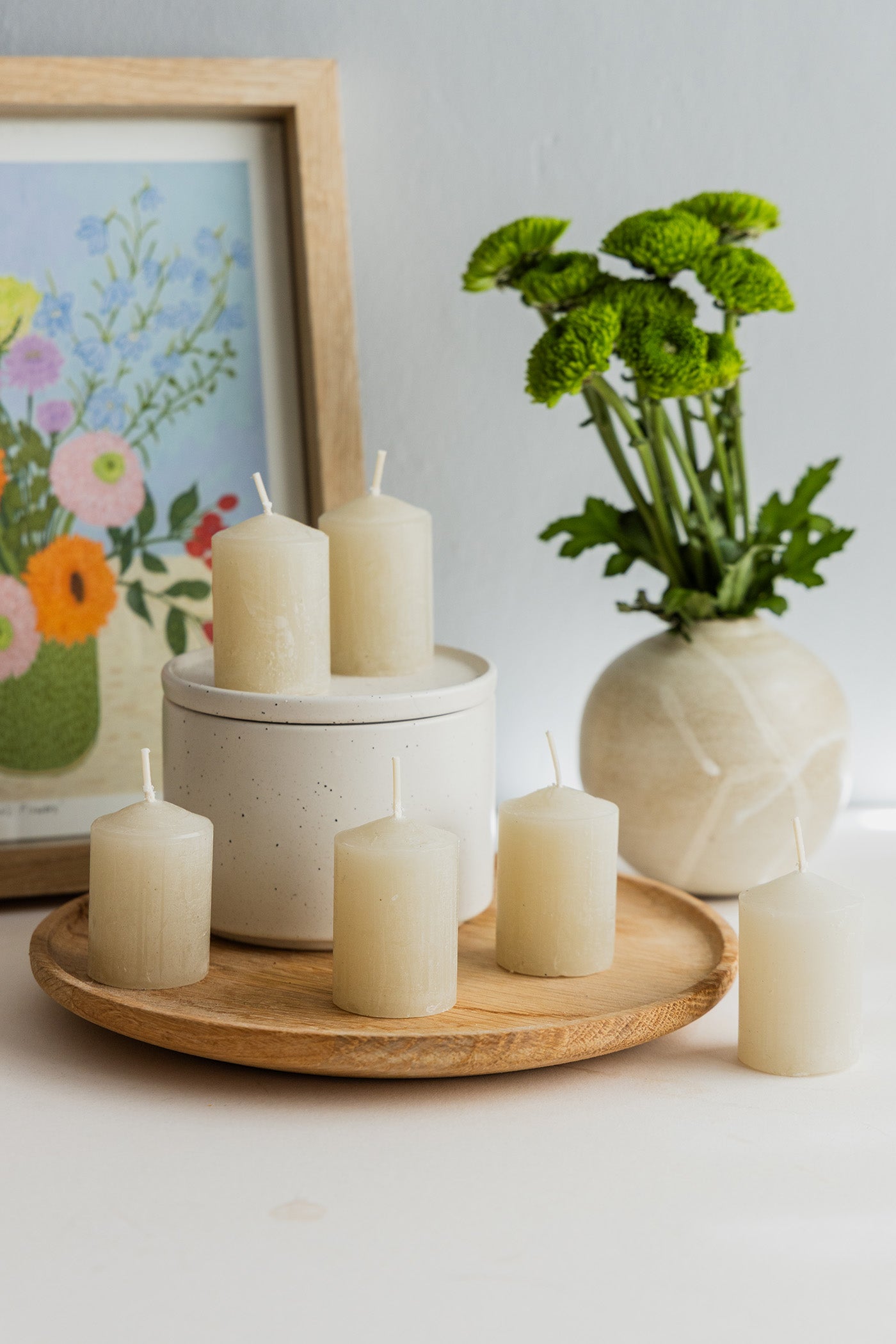 Pack of 6 Plain Frost Votive Candles – Sand