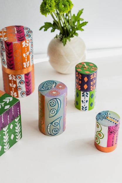 Hand Painted Pillar Candle - Sari