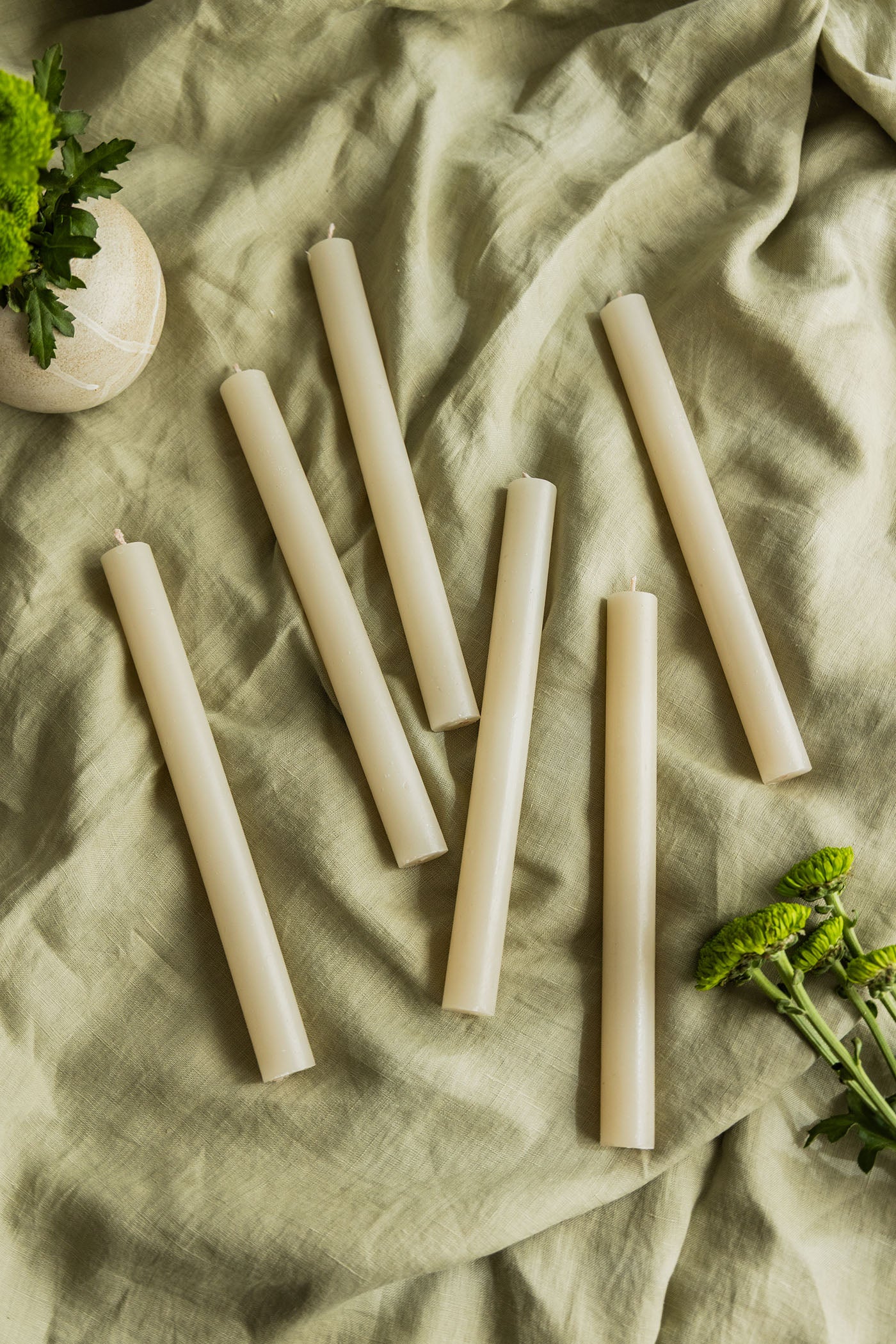 Pack of 6 Plain Frost Dinner Candles – Sand