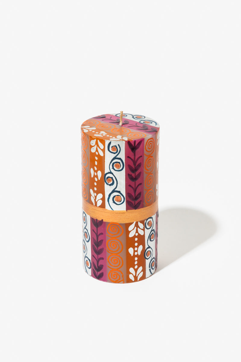 Hand Painted Pillar Candle - Sari