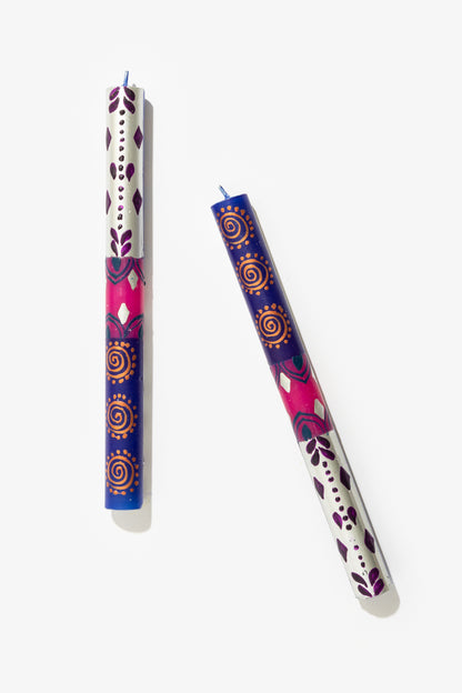 Hand Painted Dinner Candle Pair - Sari