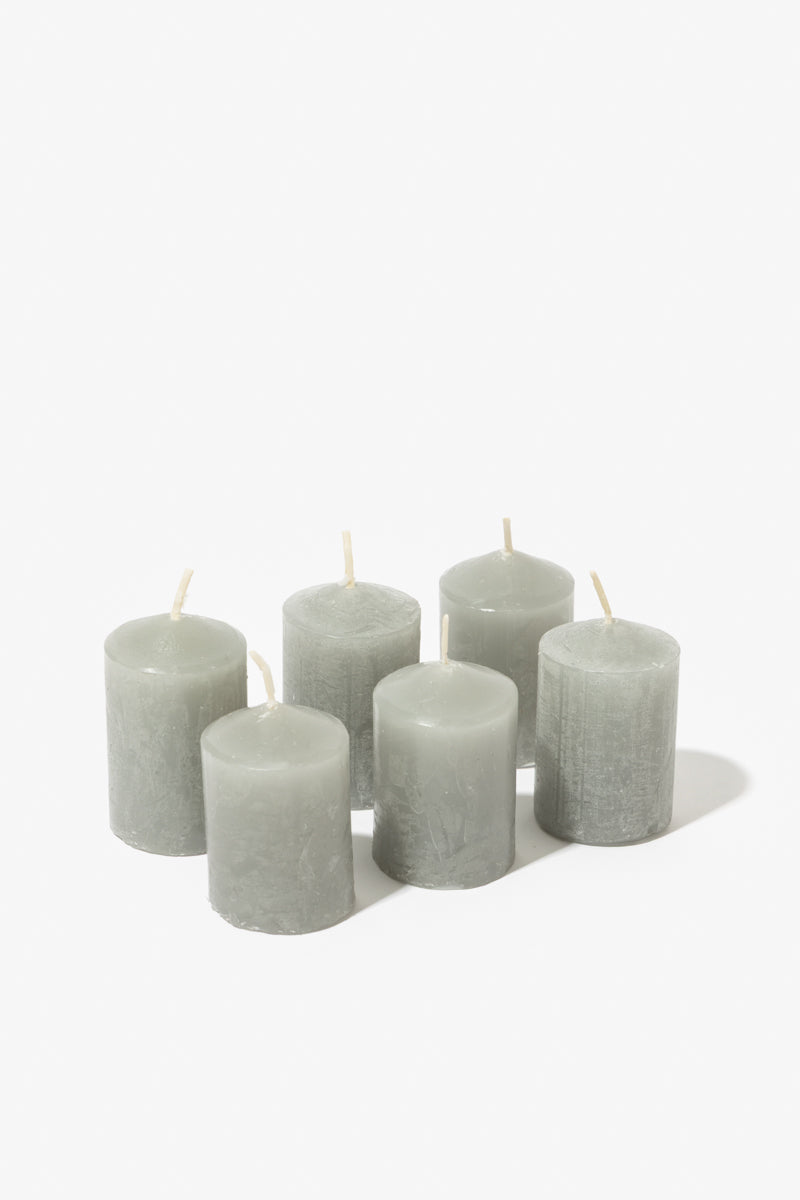 Pack of 6 Plain Frost Votive Candles – Grey