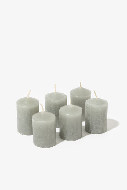 Pack of 6 Plain Frost Votive Candles – Grey