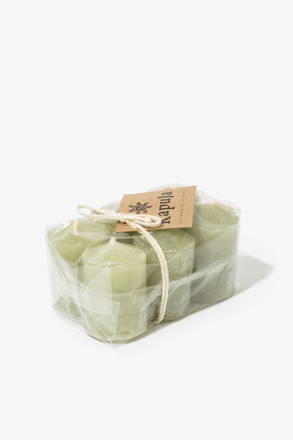 Pack of 6 Plain Frost Votive Candles – Sage