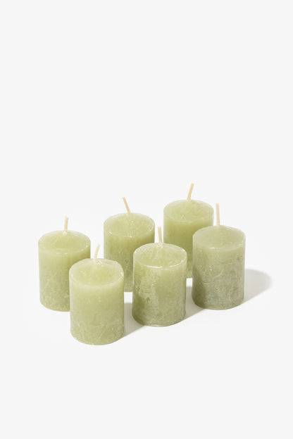 Pack of 6 Plain Frost Votive Candles – Sage