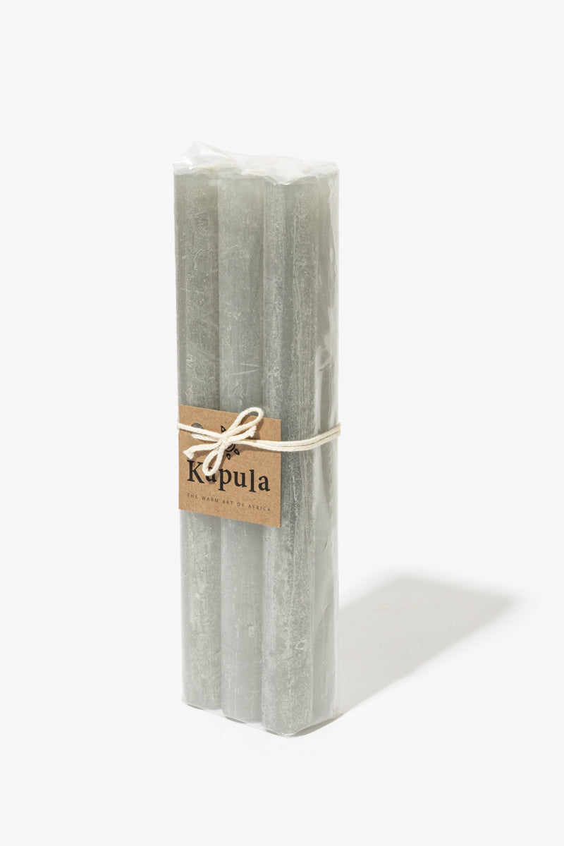 Pack of 6 Plain Frost Dinner Candles – Grey