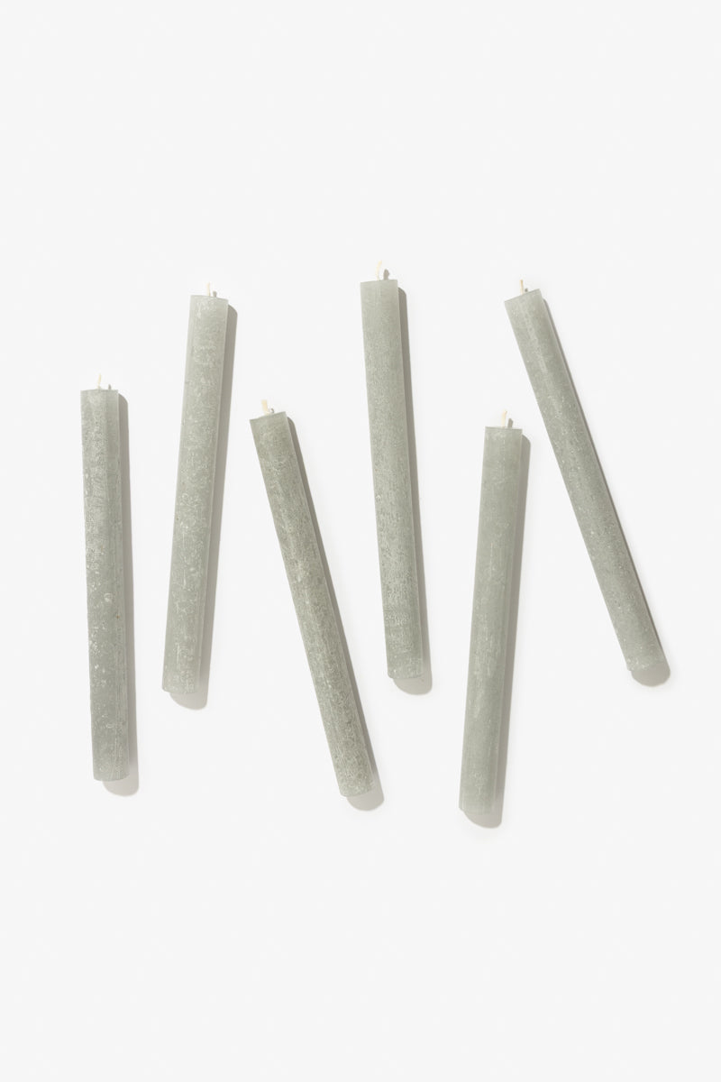 Pack of 6 Plain Frost Dinner Candles – Grey