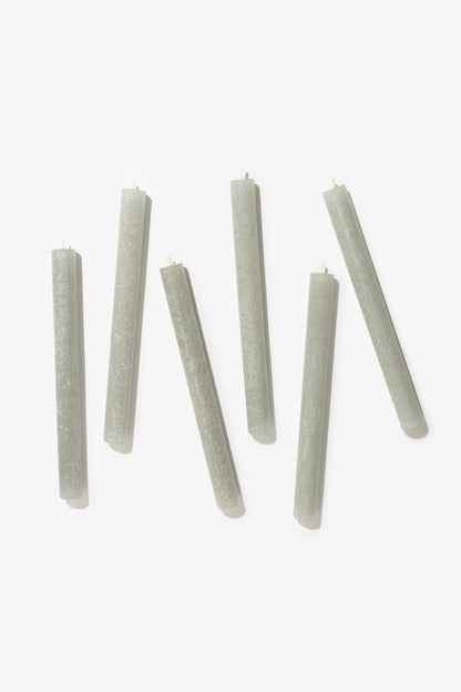 Pack of 6 Plain Frost Dinner Candles – Grey