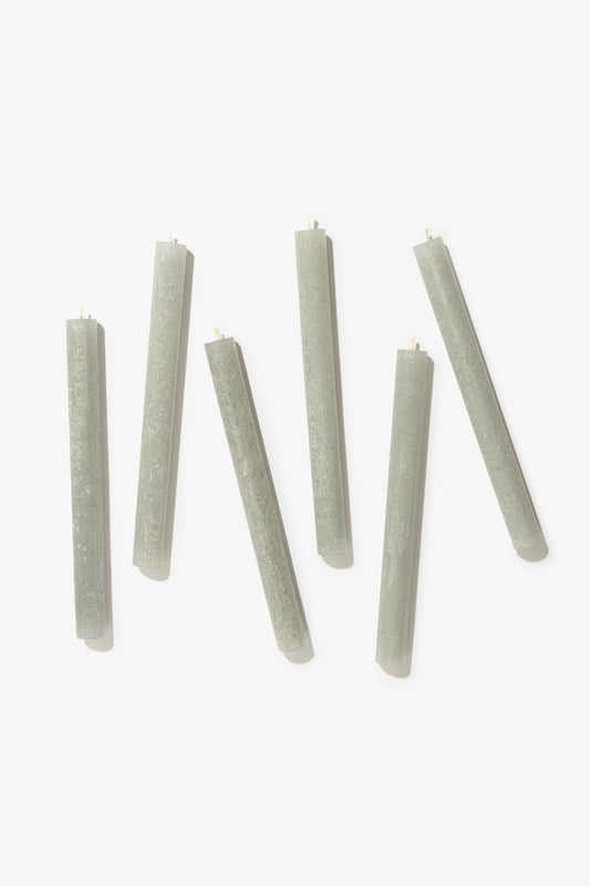 Pack of 6 Plain Frost Dinner Candles – Grey