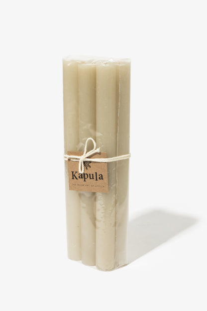 Pack of 6 Plain Frost Dinner Candles – Sand