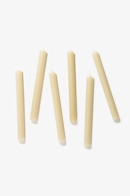 Pack of 6 Plain Frost Dinner Candles – Sand