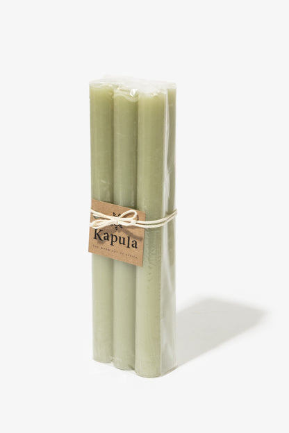 Pack of 6 Plain Frost Dinner Candles – Sage