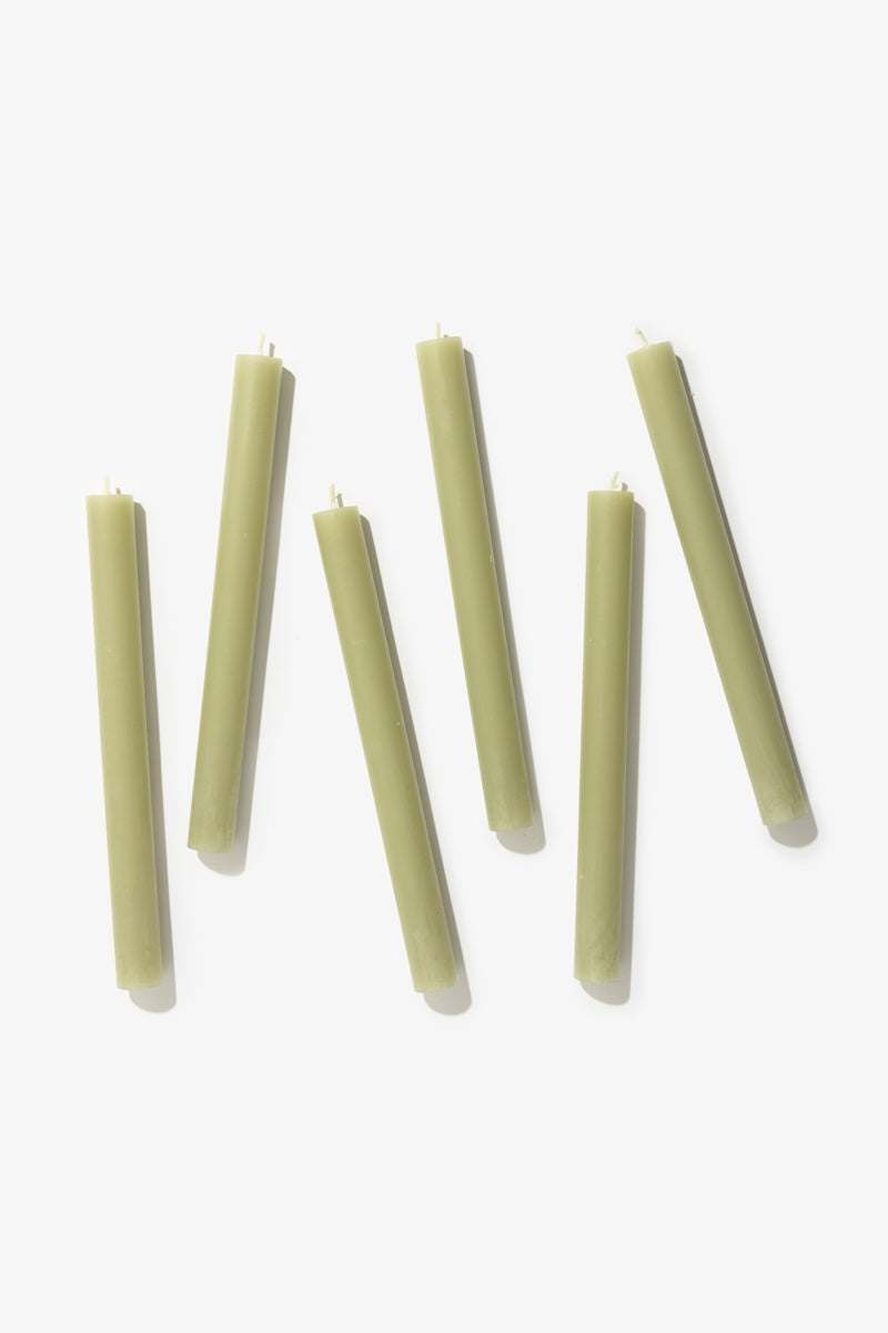 Pack of 6 Plain Frost Dinner Candles – Sage